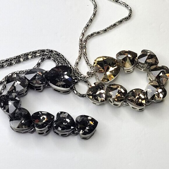 Crystal Heart Shape Pendants Necklace Long Statement Heart shape Necklace - Picture 11 of 14